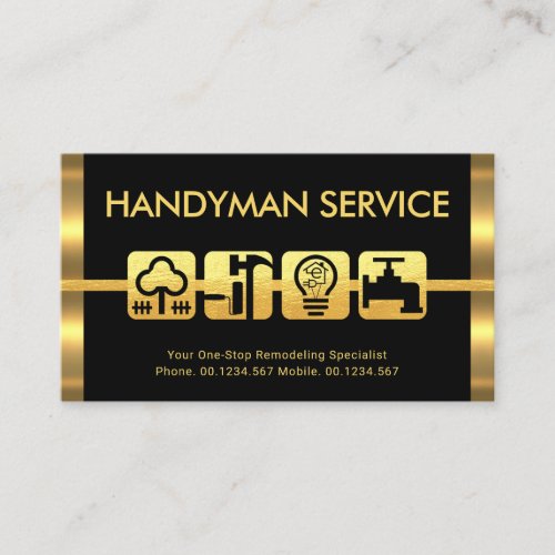 Retro Gold Stripes Handyman Tools Motif Business Card