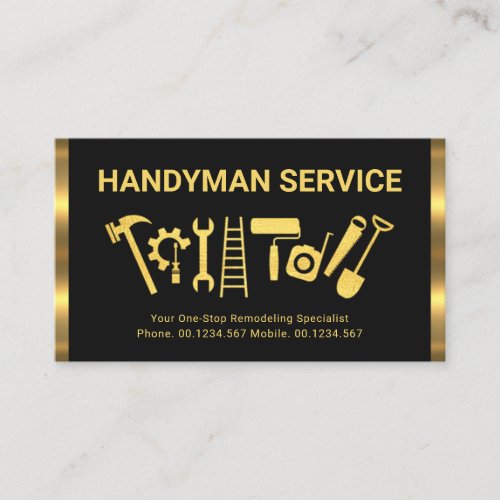 Retro Gold Stripes Handyman Tools ZazzleMade Business Card