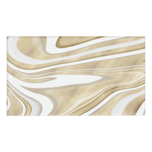 Retro Gold Swirl Liquid Painting Aesthetic Design Name Tag
