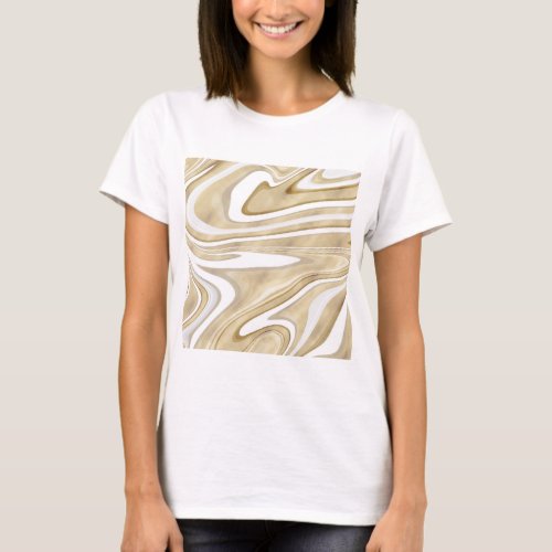 Retro Gold Swirl Liquid Painting Aesthetic Design T_Shirt