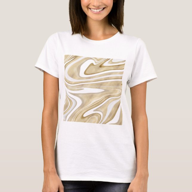 Retro Gold Swirl Liquid Painting Aesthetic Design T-Shirt (Front)