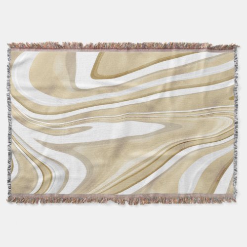 Retro Gold Swirl Liquid Painting Aesthetic Design Throw Blanket