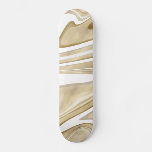 Retro Gold Swirl Liquid Painting Esthetic Design Skateboard