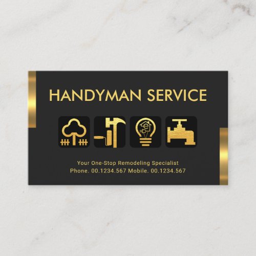 Retro Gold Tabs Handyman Tool Icons ZazzleMade Business Card