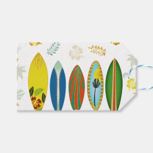 Retro Gold Tropical Coastal Surfboards  Gift Tags