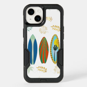Retro Gold Tropical Coastal Surfboards  OtterBox iPhone 14 Case