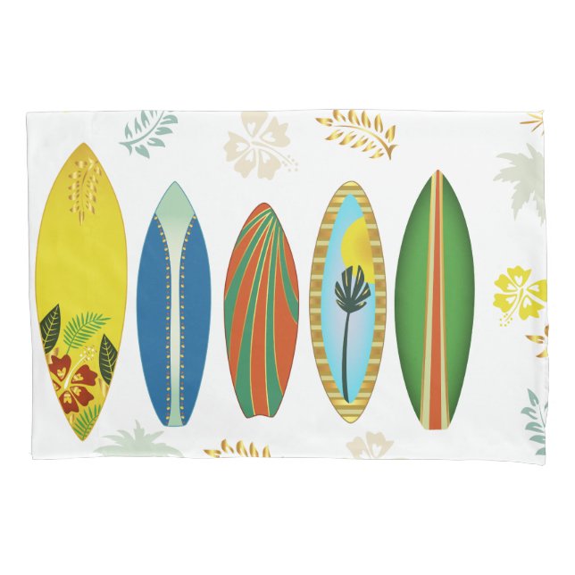 Retro Gold Tropical Coastal Surfboards  Pillow Case (Front)