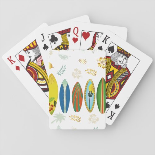 Retro Gold Tropical Coastal Surfboards  Poker Cards