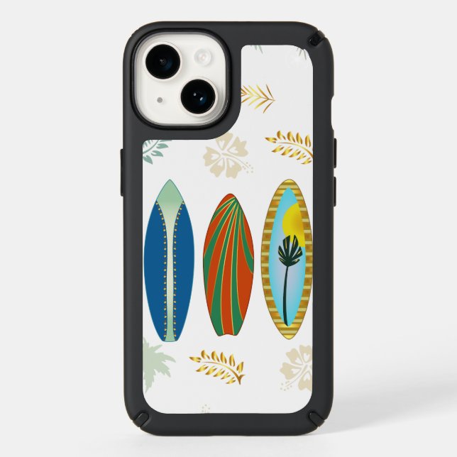 Retro Gold Tropical Coastal Surfboards  Speck iPhone Case (Front)