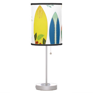 Retro Gold Tropical Coastal Surfboards Table Lamp