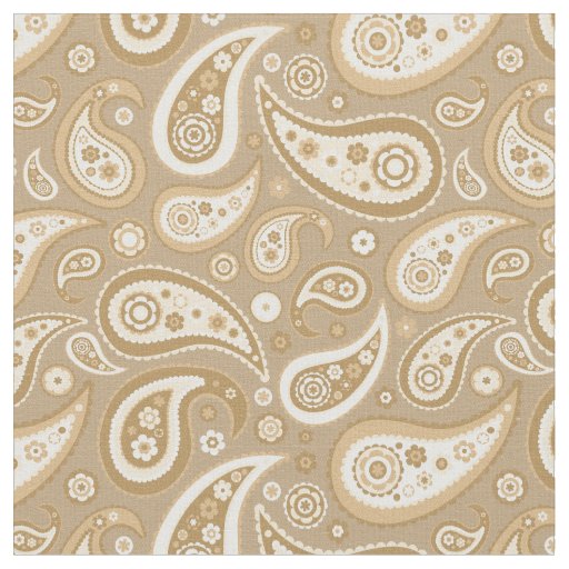 Retro Golden Brown Paisley Pattern Fabric | Zazzle