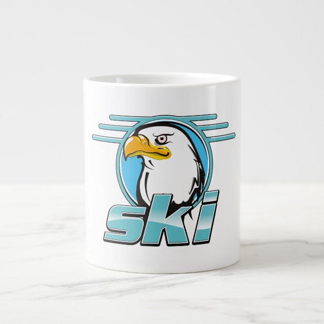 Retro Golden Eagle Ski logo Giant Coffee Mug (Front)