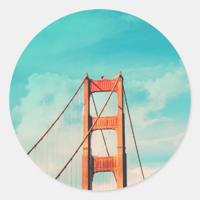 Retro Golden Gate San Francisco Sticker (Front)