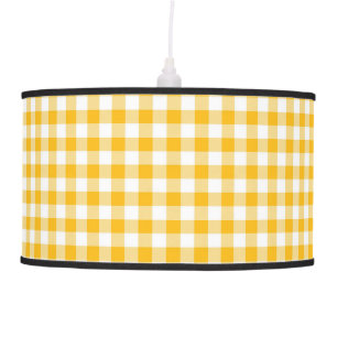 Retro Golden Gingham Pendant Lamp
