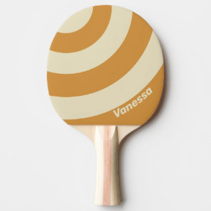 Retro Golden Horizon Three Circle Stripe with Name Ping Pong Paddle