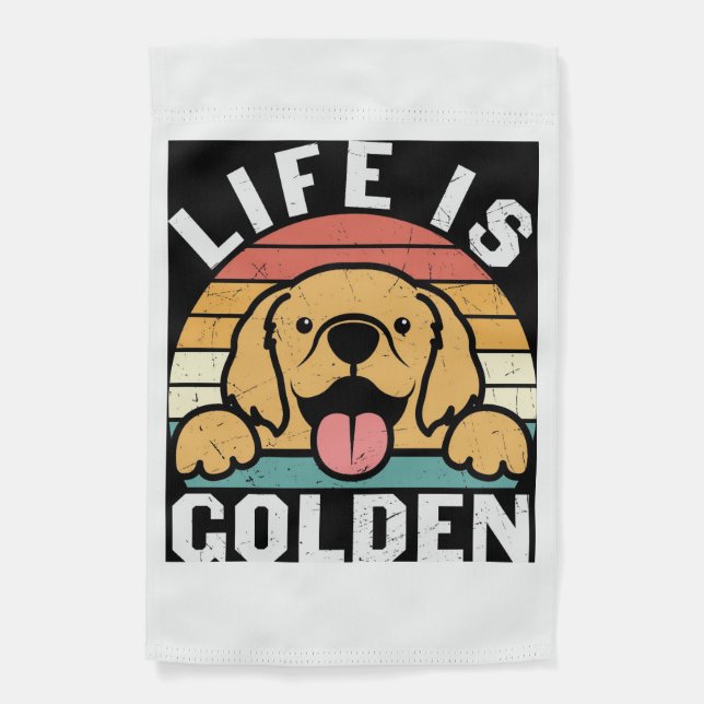 Retro Golden Retriever Garden Flag (Front)
