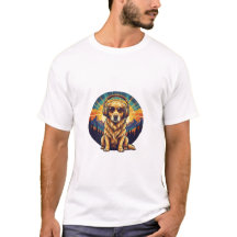 Retro Golden Retriever Sunset T-Shirt
