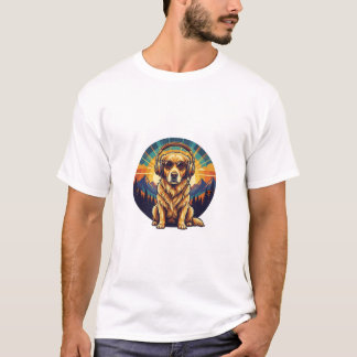 Retro Golden Retriever Sunset T-Shirt