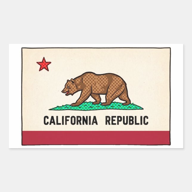 Retro Golden State Bear California Republic Rectangular Sticker (Front)