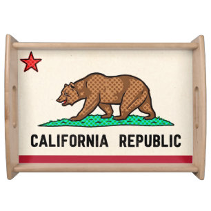 Retro Golden State Bear California Republic Serving Tray