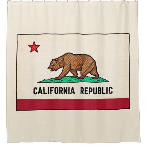 Retro Golden State Bear California Republic Shower Curtain