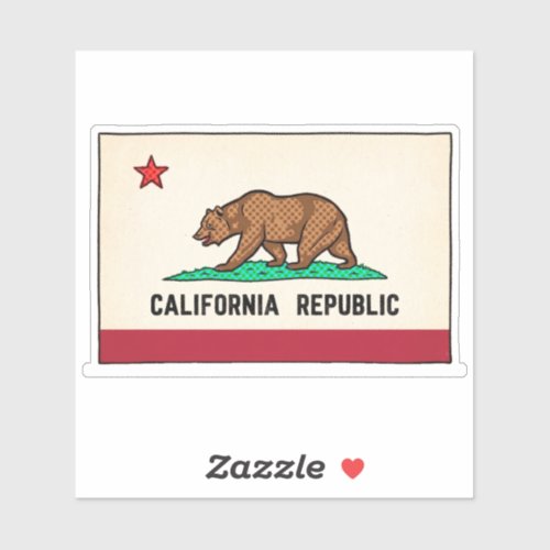 Retro Golden State Bear California Republic Sticker