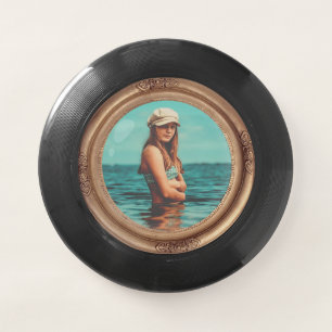 Retro Golden Stylish Portrait Photo display Wham-O Frisbee