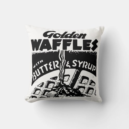 Retro Golden Waffles Throw Pillow