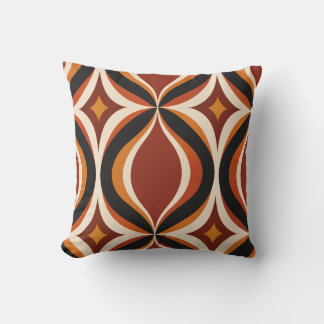 Retro Golden Waves Throw Pillow