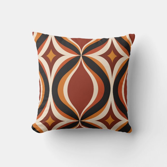 Retro Golden Waves Throw Pillow  (Front)