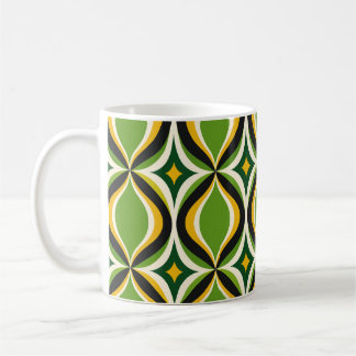 Retro Golden Waves Vibrant Green Mug
