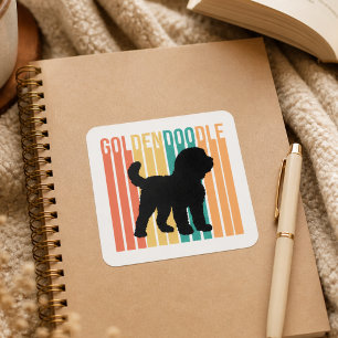 Retro Goldendoodle Dog Silhouette Square Sticker