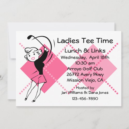 Retro Golf Babe Invitation