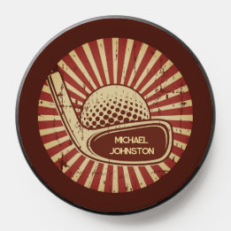 Retro Golf Ball and Club Personalized PopSocket
