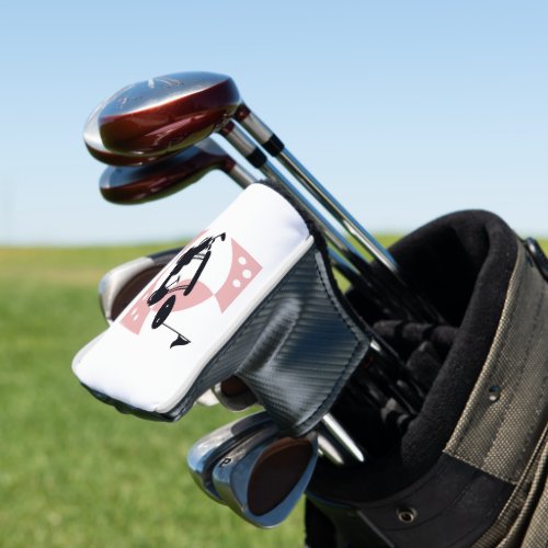 Retro golf cart in black  pink golf head cover