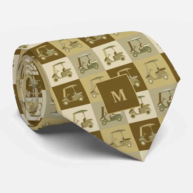 Retro Golf Cart Monogram Neck Tie (Rolled)