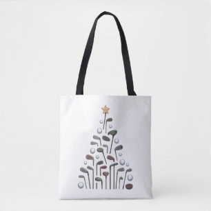 Retro Golf Club Christmas Tree Golfing X-mas Tote Bag