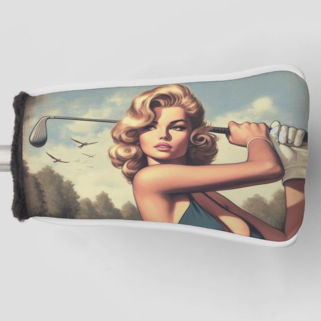 Retro Golf Girl Golf Head Cover (Front)