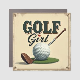 Retro Golf Girl Illustration for Golfers Car Magnet