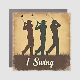 Retro Golf I Swing Sequence Illustration Car Magnet
