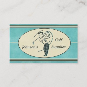 Retro Golf Supplies Blue Business Card by MarceeJean at Zazzle