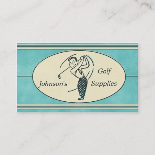 Retro Golf Supplies Blue Business Card