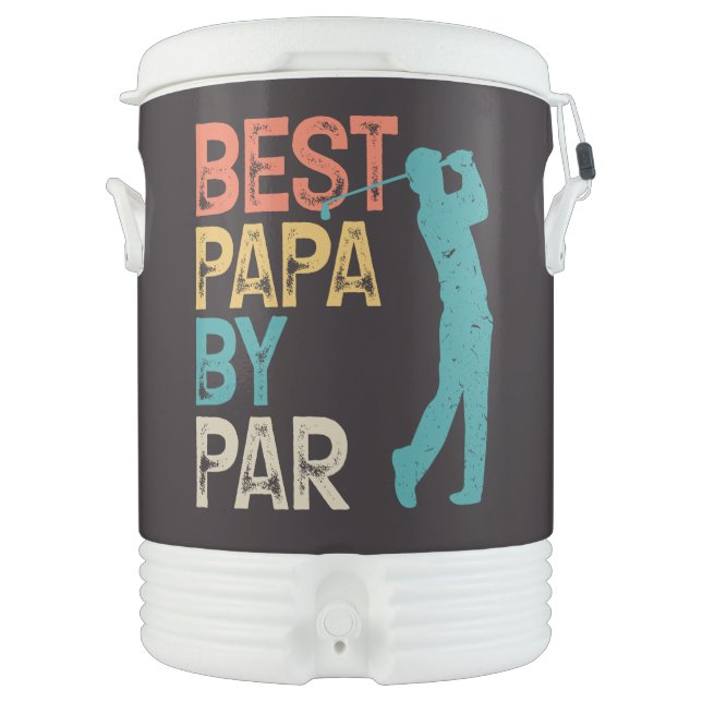 Retro Golfer - Best Papa By Par Beverage Cooler (Front)