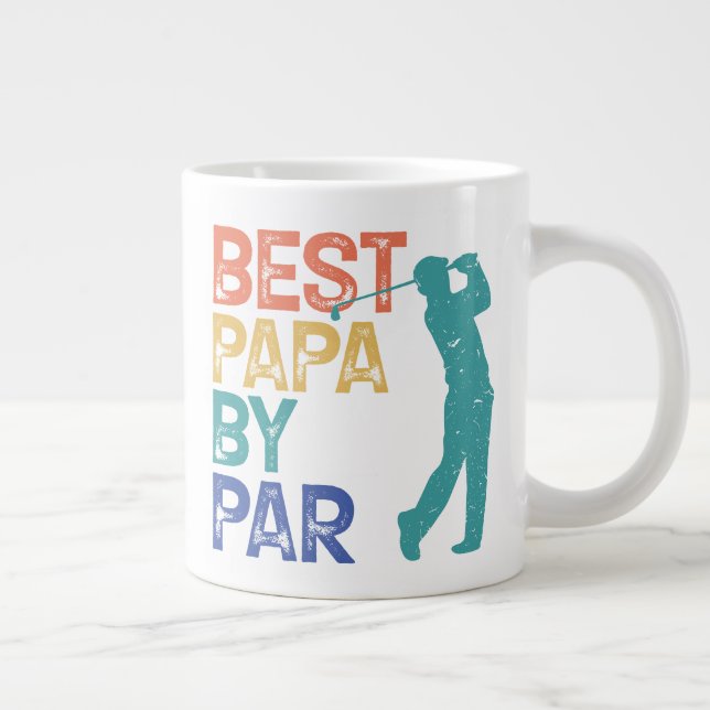 Retro Golfer - Best Papa By Par Giant Coffee Mug (Right)