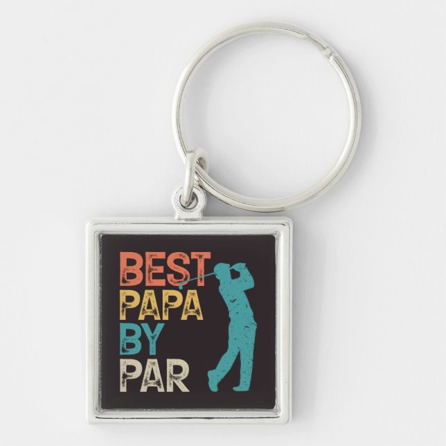 Retro Golfer - Best Papa By Par Keychain (Front)