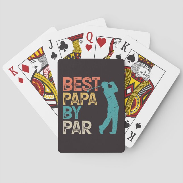 Retro Golfer - Best Papa By Par Poker Cards (Back)