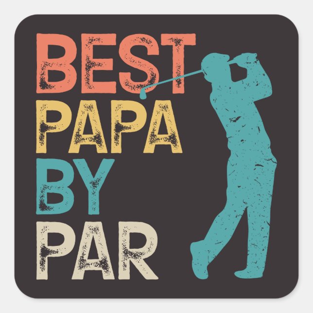 Retro Golfer - Best Papa By Par Square Sticker (Front)
