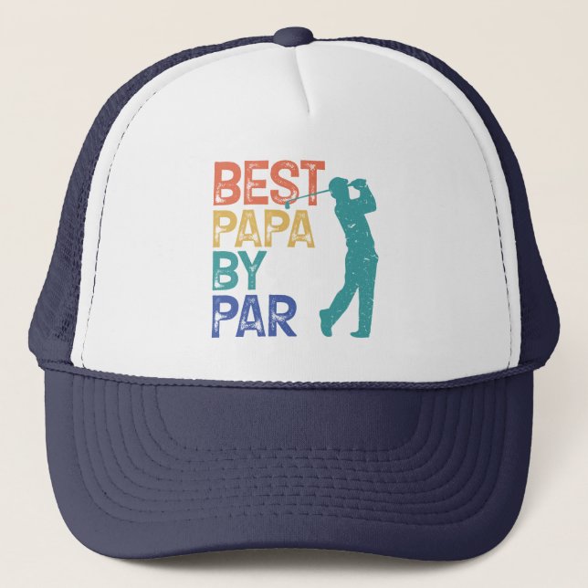 Retro Golfer - Best Papa By Par Trucker Hat (Front)