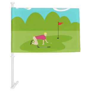 Retro Golfer Car Flag