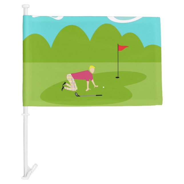 Retro Golfer Car Flag (Front)